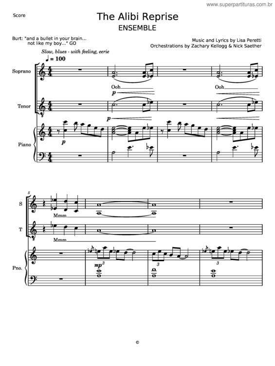 Partitura da música The Alibi Reprise – Lisa Peretti