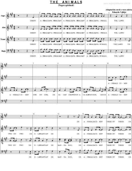 Partitura da música The Animals