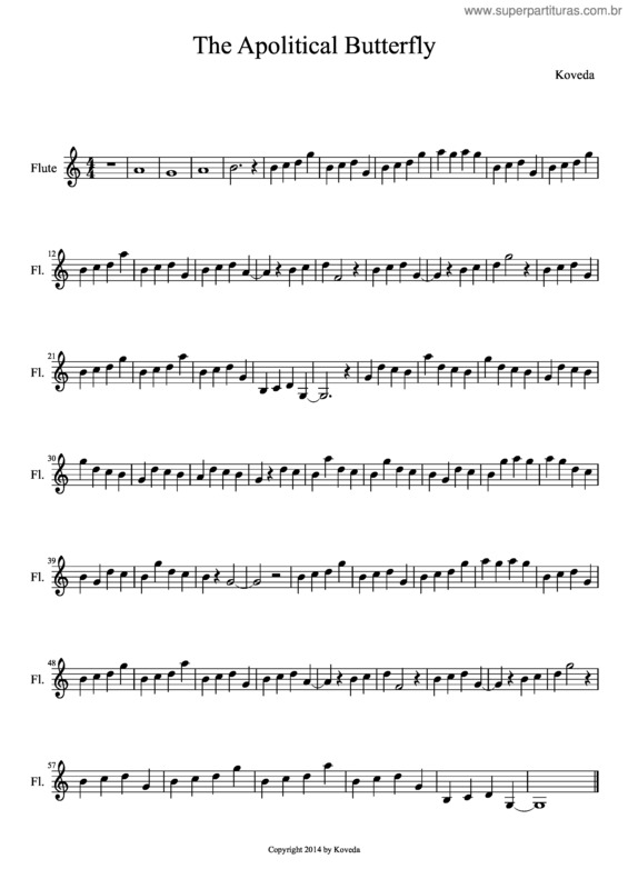 Partitura da música The Apolitical Butterfly