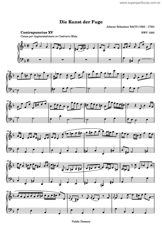 Partitura da música The Art of Fugue v.10