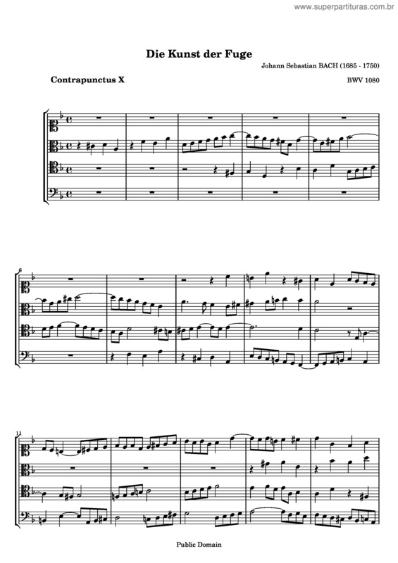 Partitura da música The Art of Fugue v.12