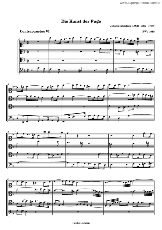 Partitura da música The Art of Fugue v.13