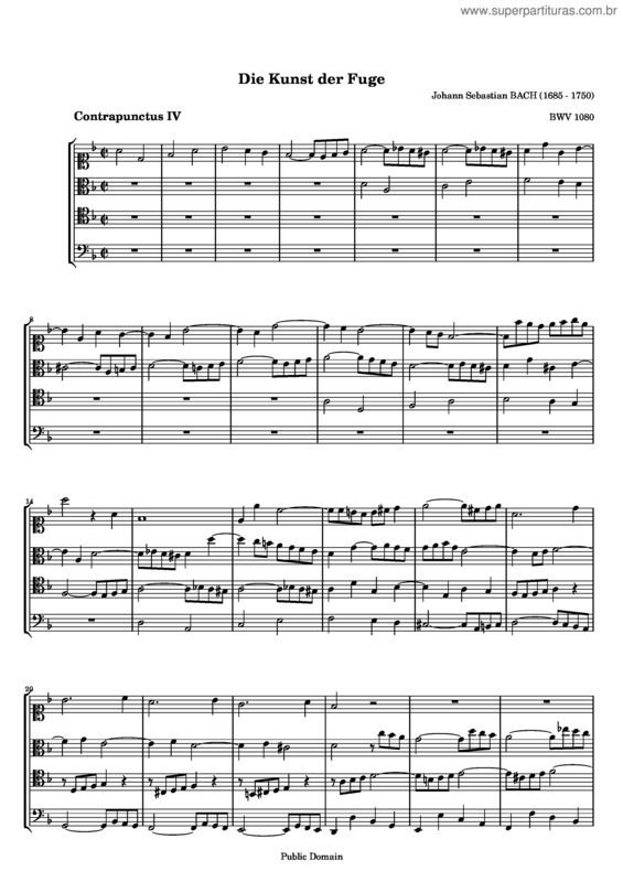 Partitura da música The Art of Fugue v.14