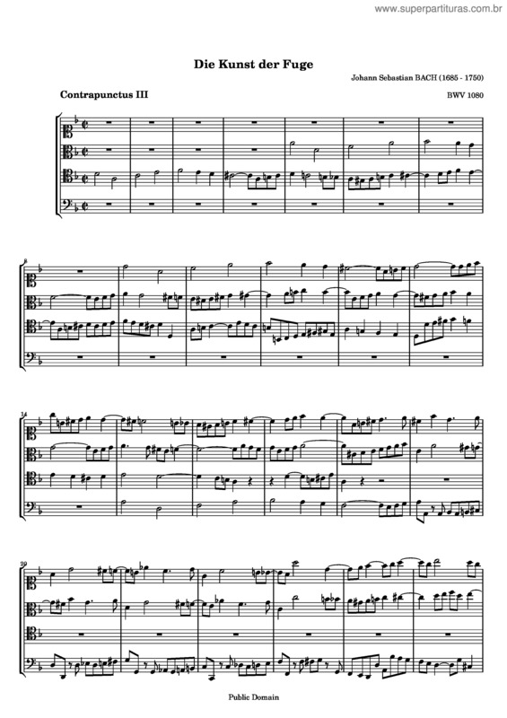 Partitura da música The Art of Fugue v.15