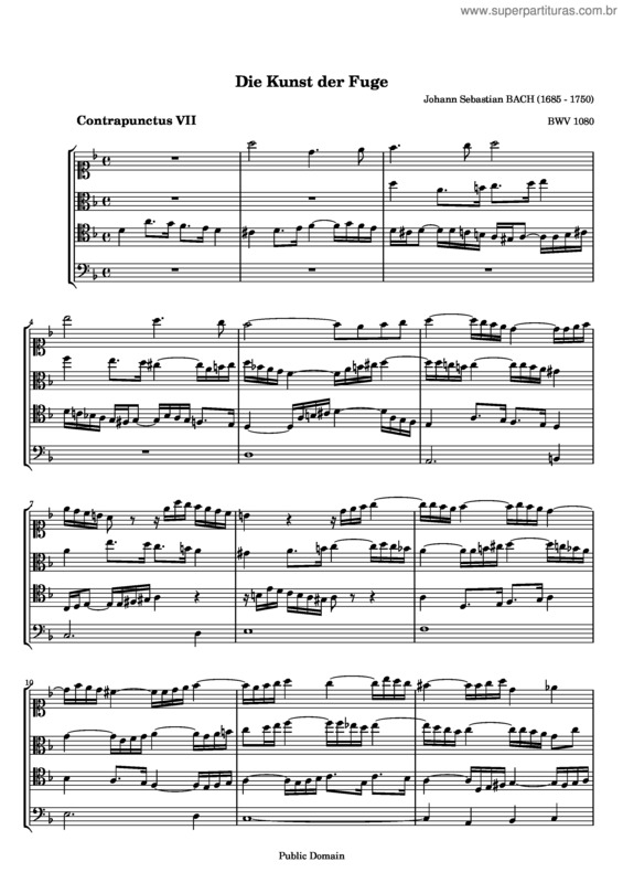 Partitura da música The Art of Fugue v.17