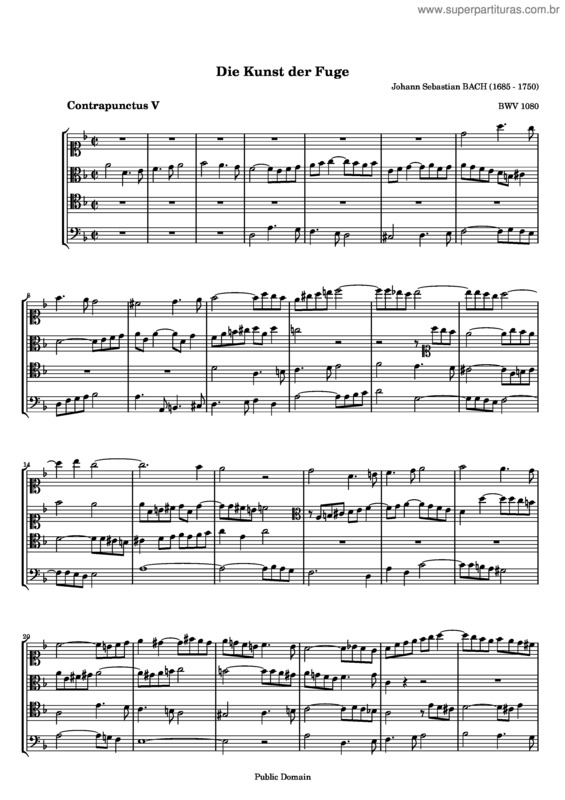 Partitura da música The Art of Fugue v.18