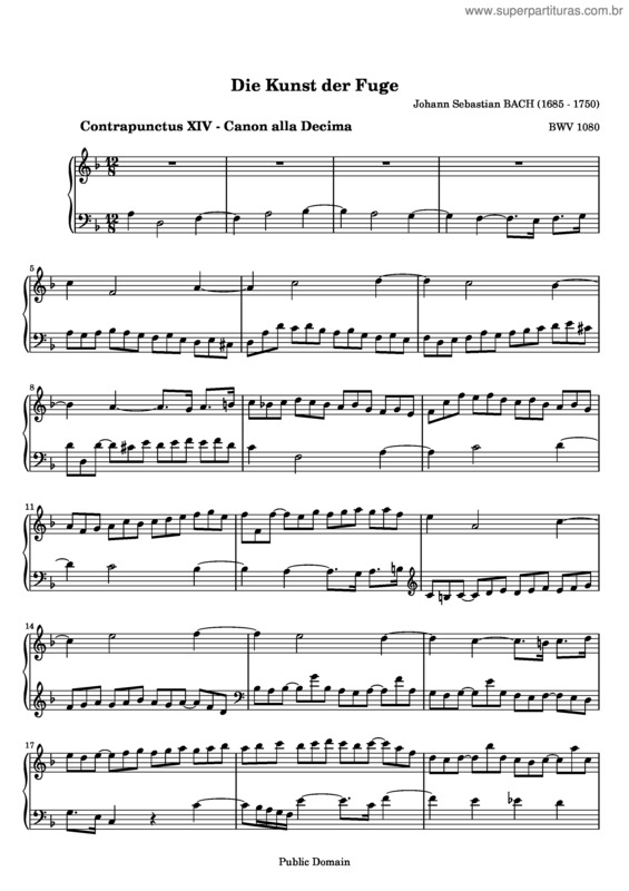 Partitura da música The Art of Fugue v.2