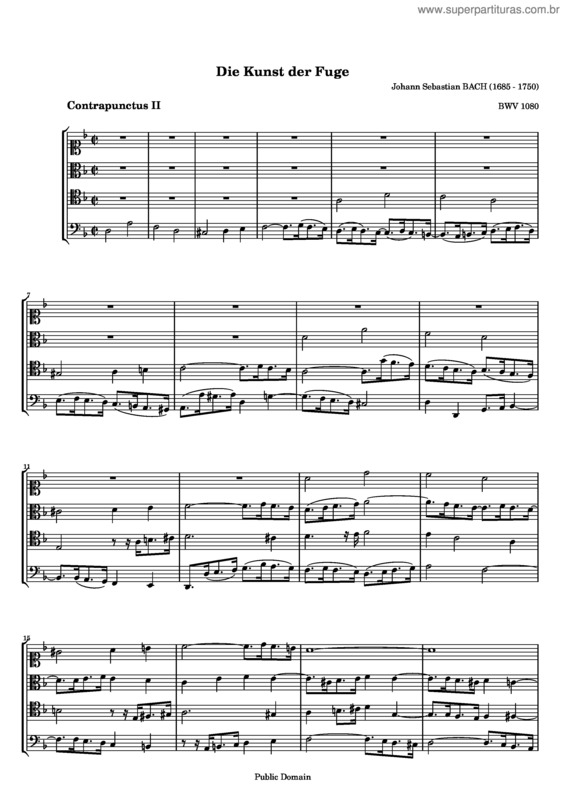 Partitura da música The Art of Fugue v.21