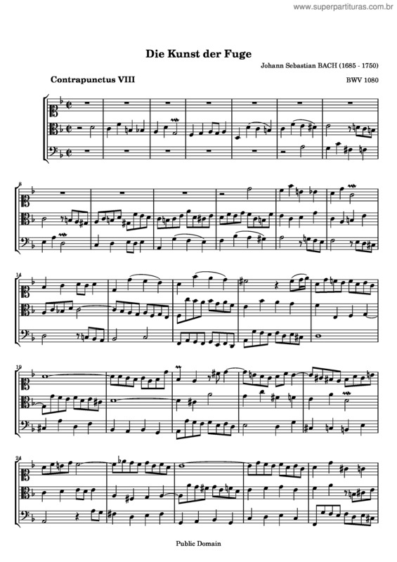 Partitura da música The Art of Fugue v.22