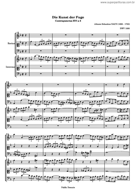 Partitura da música The Art of Fugue v.23