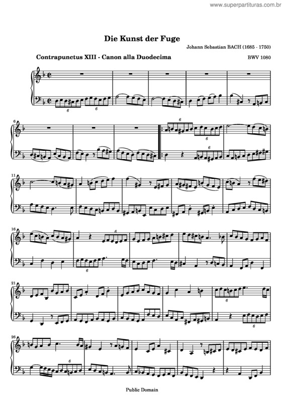 Partitura da música The Art of Fugue v.3