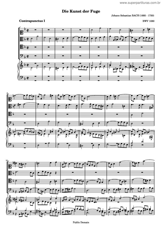 Partitura da música The Art of Fugue