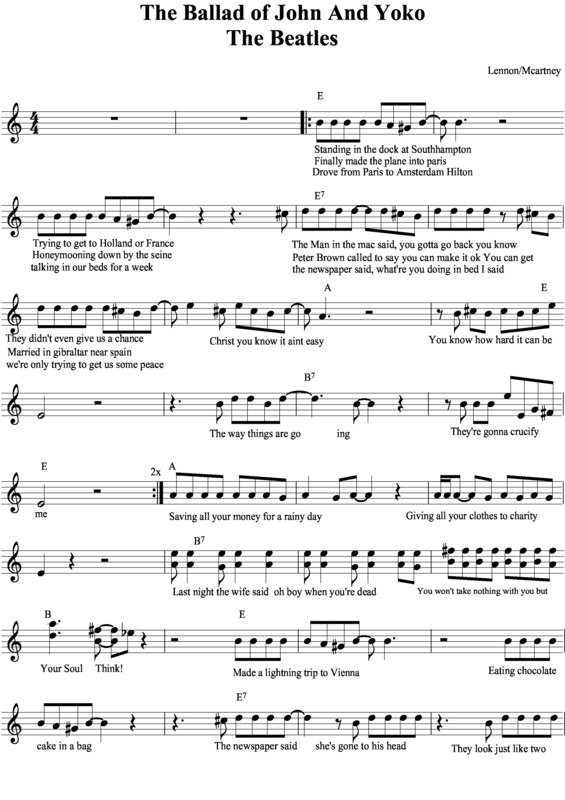 Partitura da música The Ballad of John And Yoko v.2