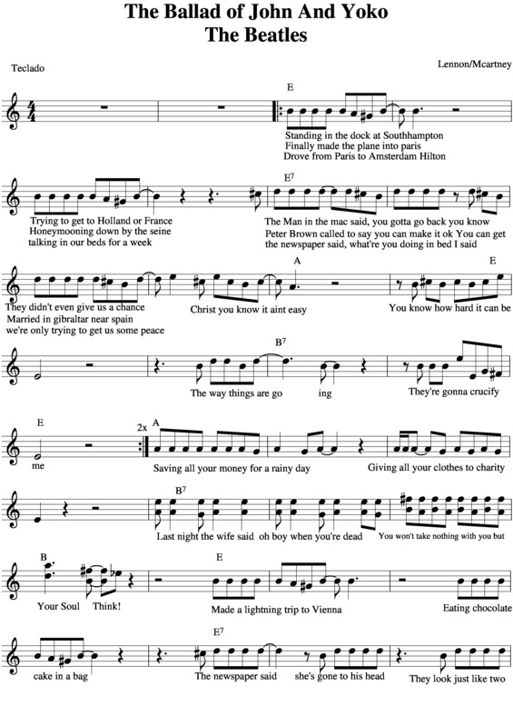 Partitura da música The Ballad of John and Yoko v.3