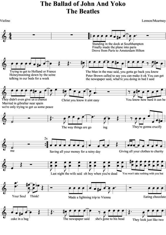 Partitura da música The Ballad of John and Yoko v.4