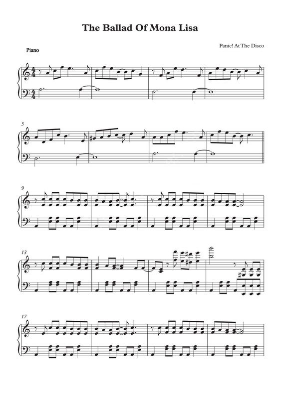 Partitura da música The Ballad Of Mona Lisa