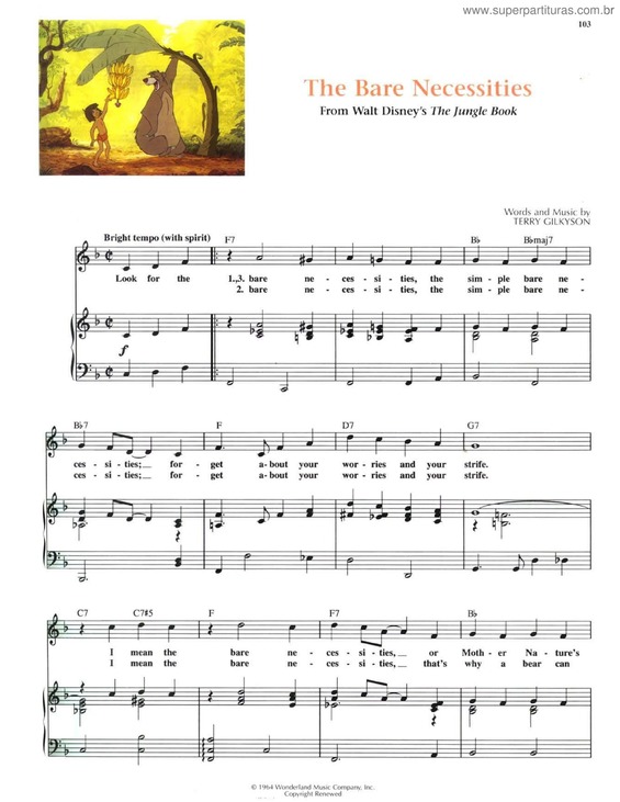 Partitura da música The Bare Necessities