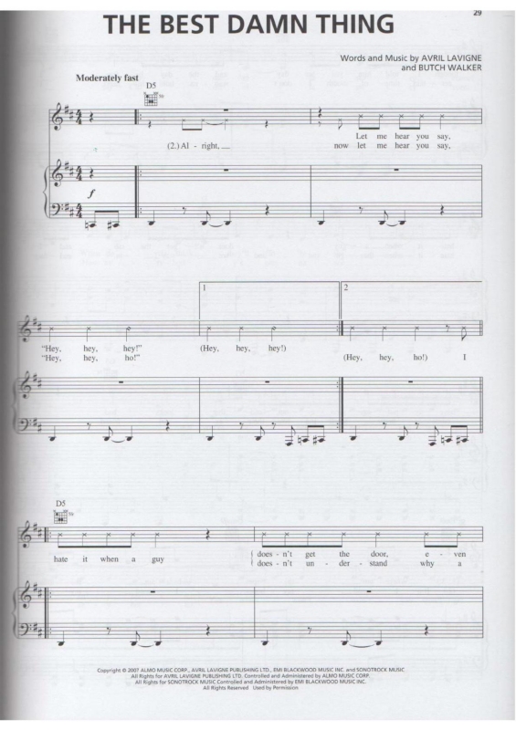 Partitura da música The Best Damn Thing