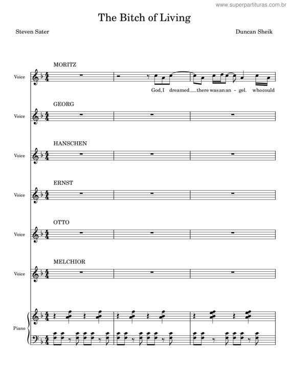 Partitura da música The Bitch Of Living – Duncan Sheik