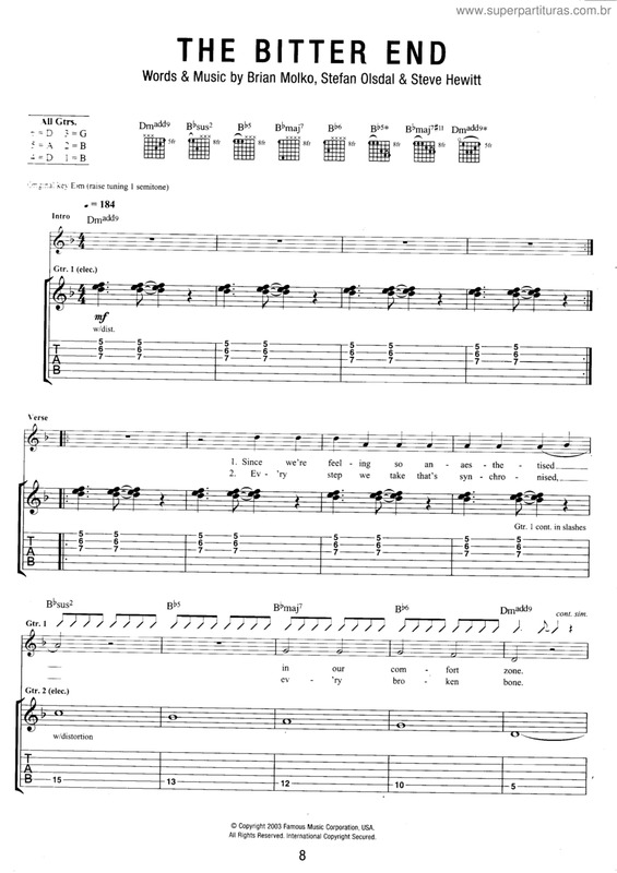 Partitura da música The bitter end