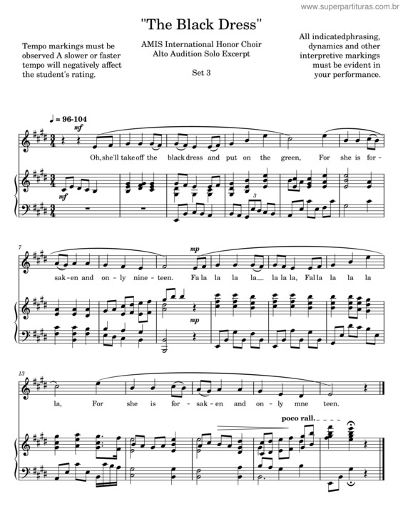 Partitura da música The Black Dress