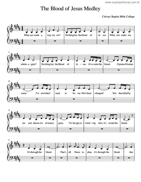 Partitura da música The Blood Of Jesus Medley . Cbbc