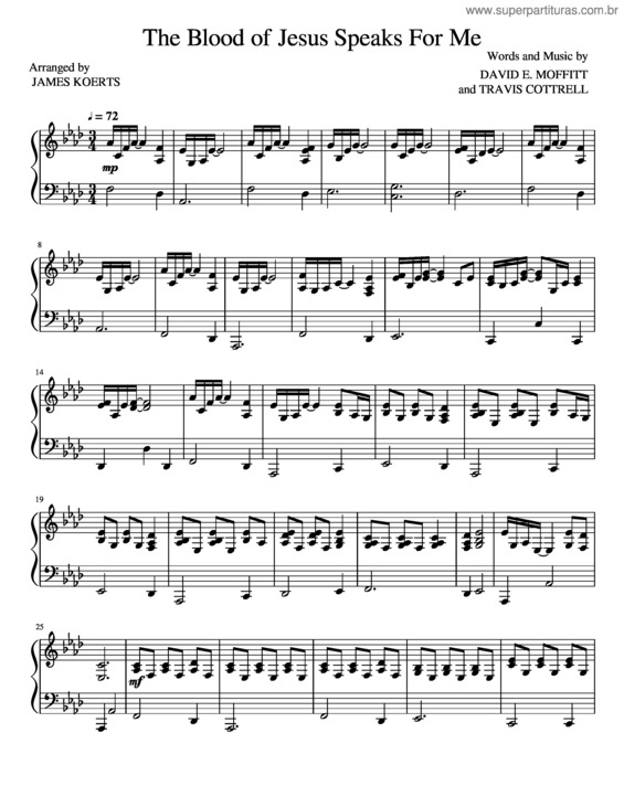Partitura da música The Blood Of Jesus Speaks For Me Piano