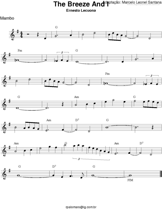 Partitura da música The Breeze And I v.2