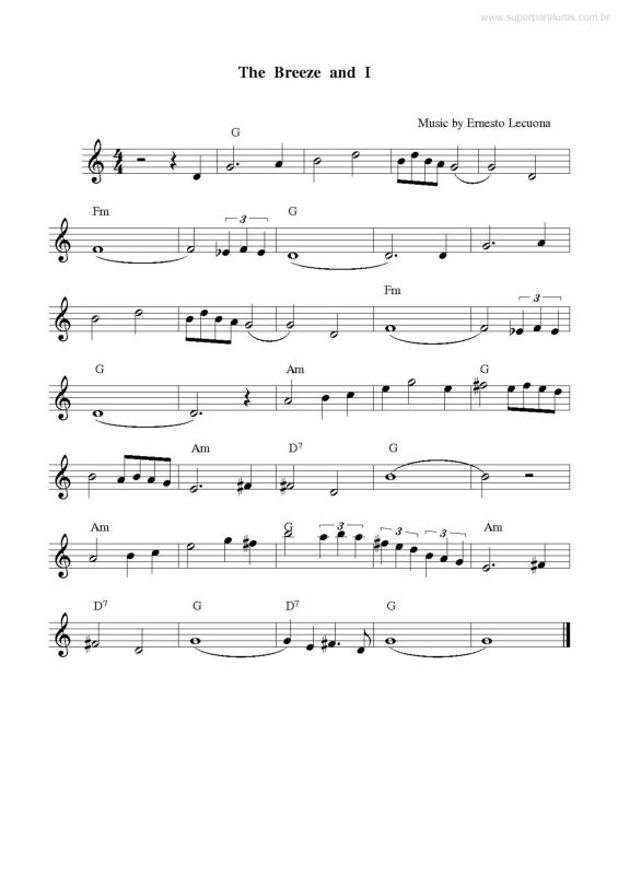 Partitura da música The Breeze and I