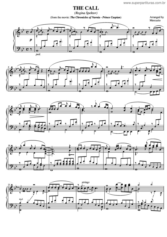 Partitura da música The Call v.2