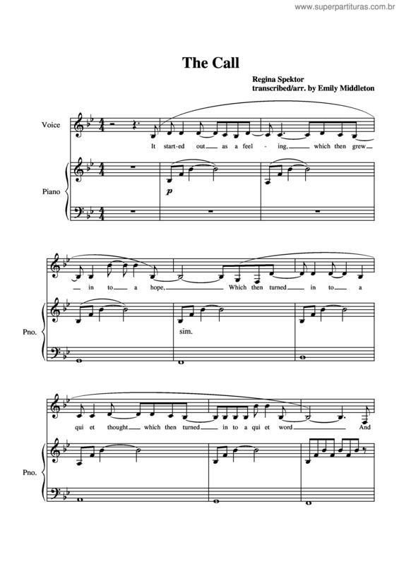 Partitura da música The Call v.4