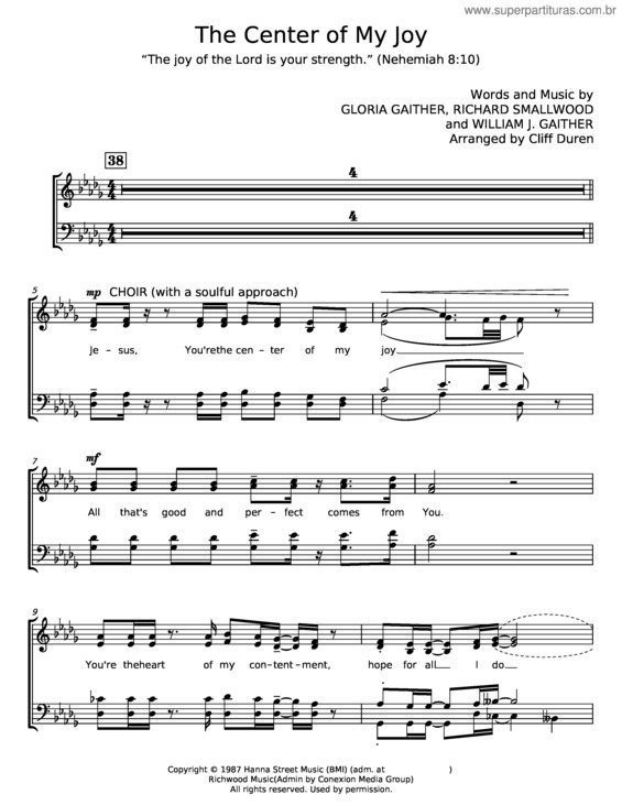 Partitura da música The Center Of My Joy – Bill & Gloria Gaither