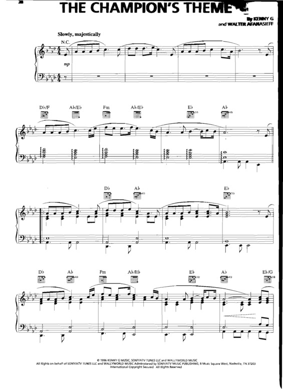 Partitura da música The Champions Theme