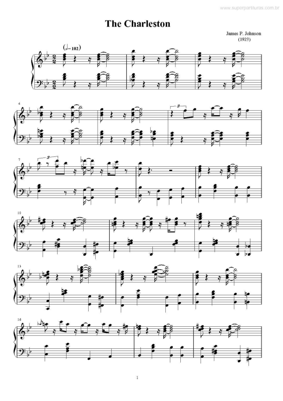 Partitura da música The Charleston