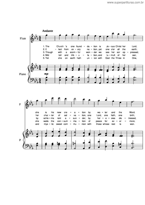 Partitura da música The Church`S One Foundation – Samuel Sebastian Wesley