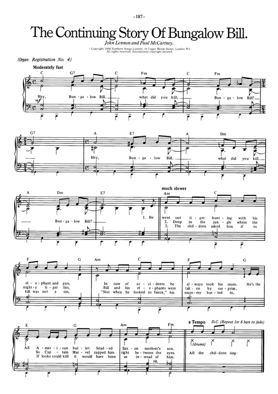 Partitura da música The Continuing Story Of Bungalow Bill v.2
