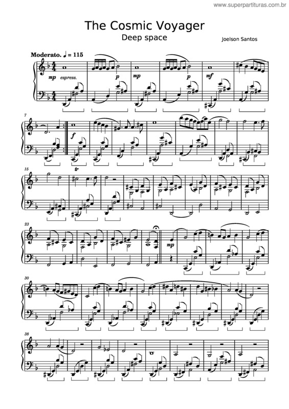 Partitura da música The Cosmic Voyager –Joelson Santos