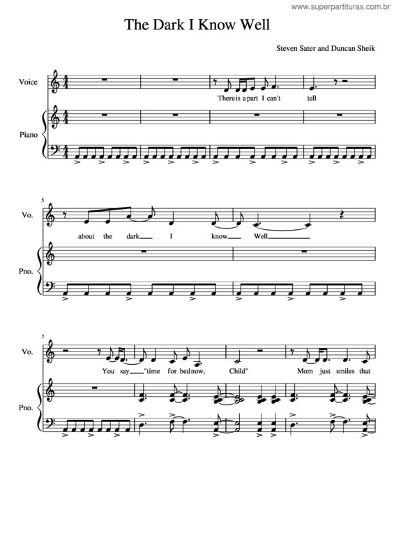 Partitura da música The Dark I Know Well Audition Cut