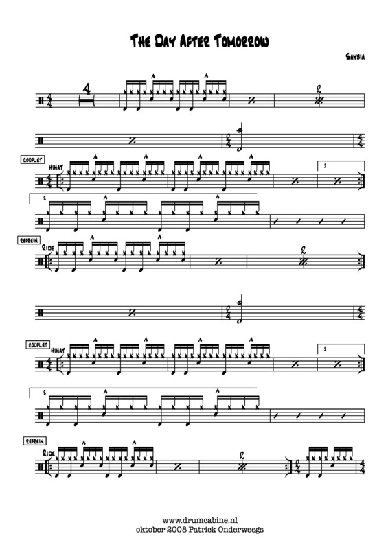 Partitura da música The Day After Tomorrow