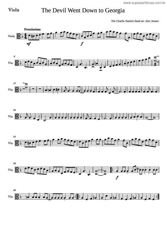 Partitura da música The Devil Went Down To Georgia – The Charlie Daniels Band The Devil Went Down To Georgia Viola Solo