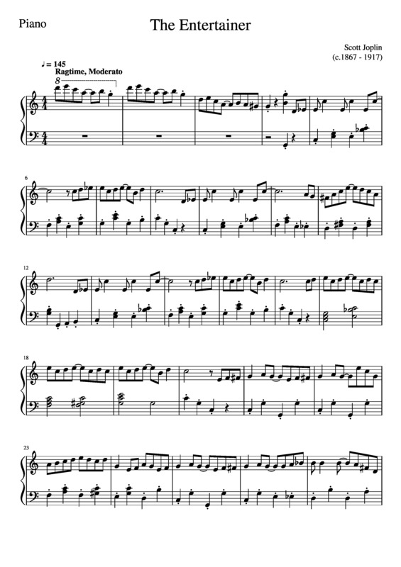 Partitura da música The Entertainer v.10