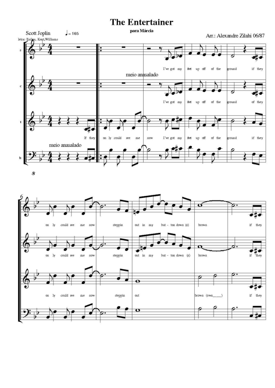 Partitura da música The Entertainer v.2