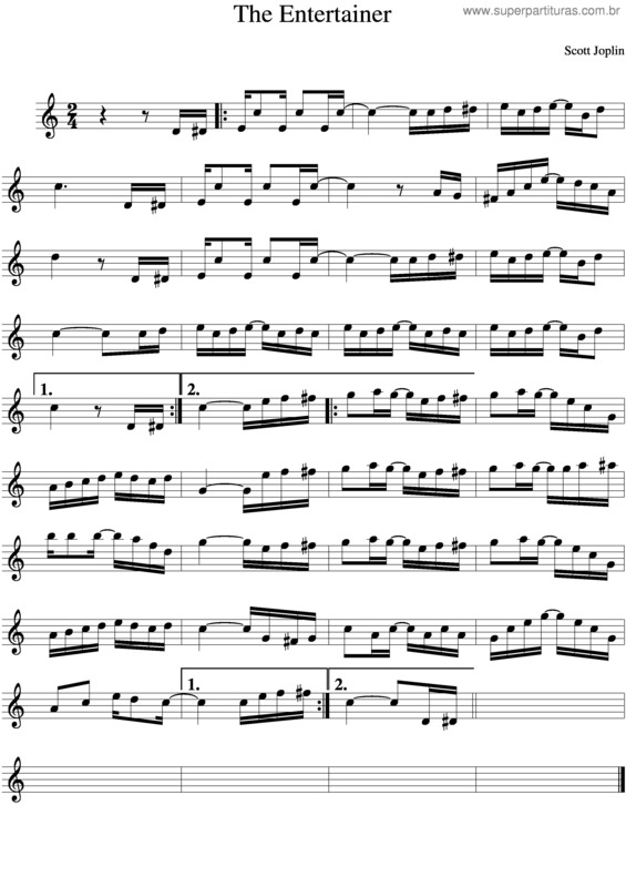 Partitura da música The Entertainer v.3