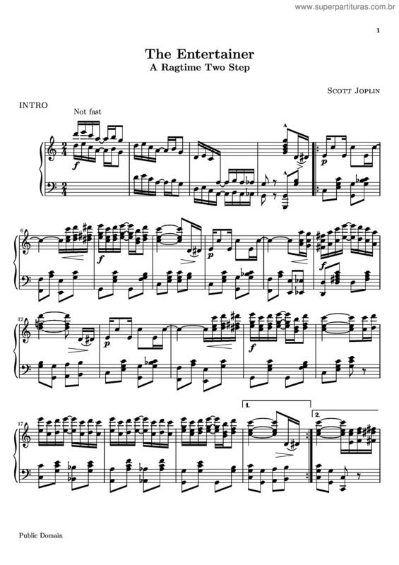 Partitura da música The Entertainer v.9