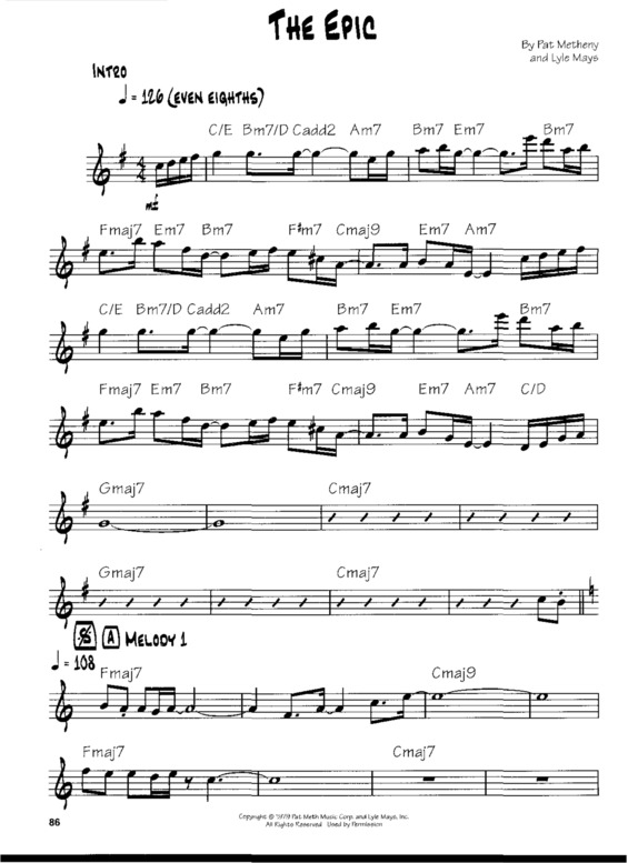 Partitura da música The Epic