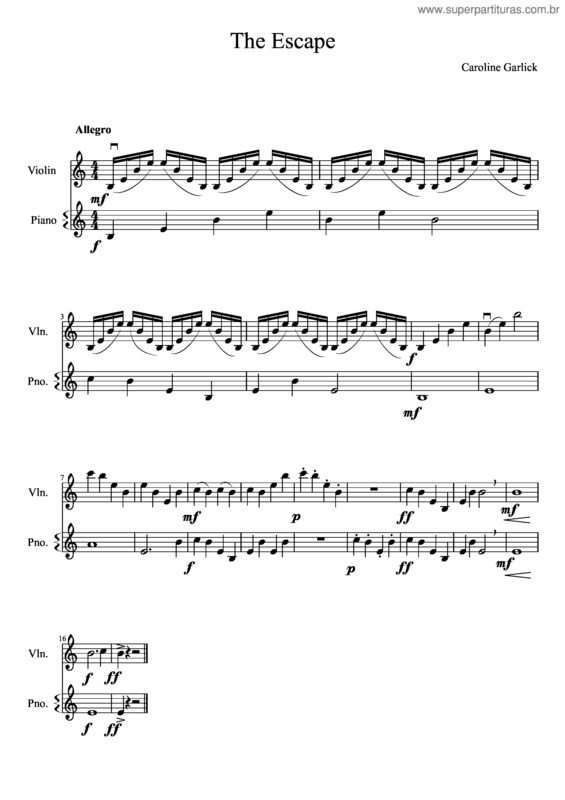 Partitura da música The Escape