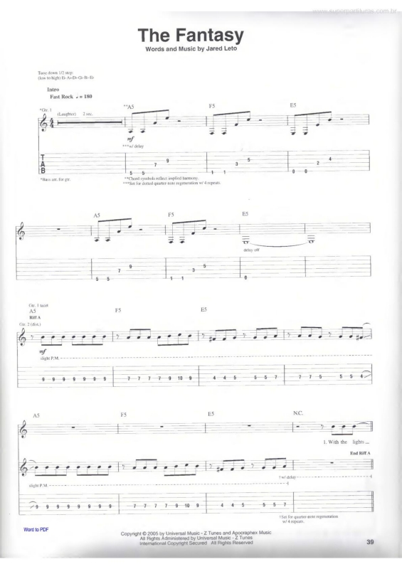 Partitura da música The Fantasy