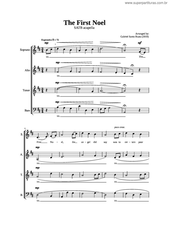 Partitura da música The First Noel –– From Sandy`S Christmas Carol