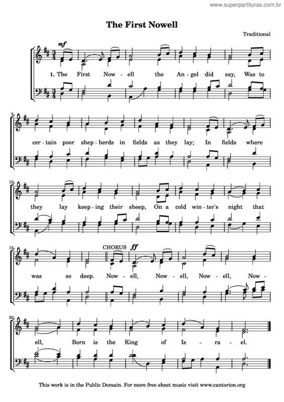 Partitura da música The First Noel v.2
