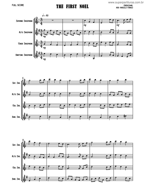 Partitura da música The First Noel v.4